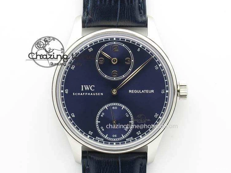 MIROTIME 1227 ZeroBulk Portuguese IW5444 SS Blue Dial On Blue Leather Strap A 7255